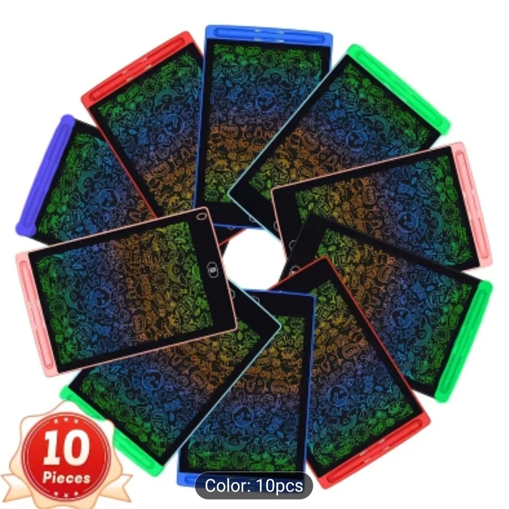 10-Pack Colorful LCD Writing Tablets for Kids – Reusable Drawing Boards